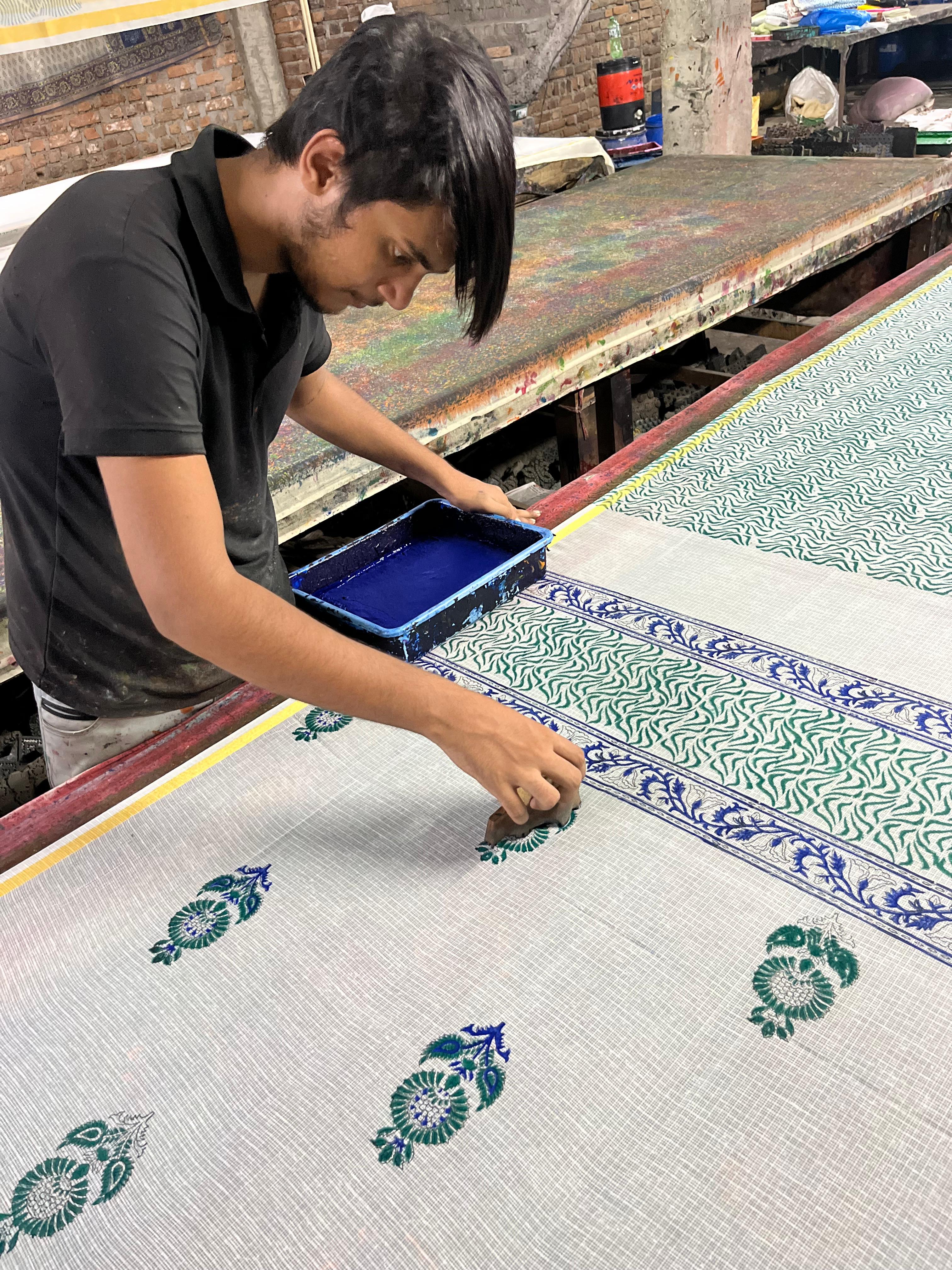 Crafting Cotton Saree in Kota Doria Weaving Style. Intricate Hand Painting