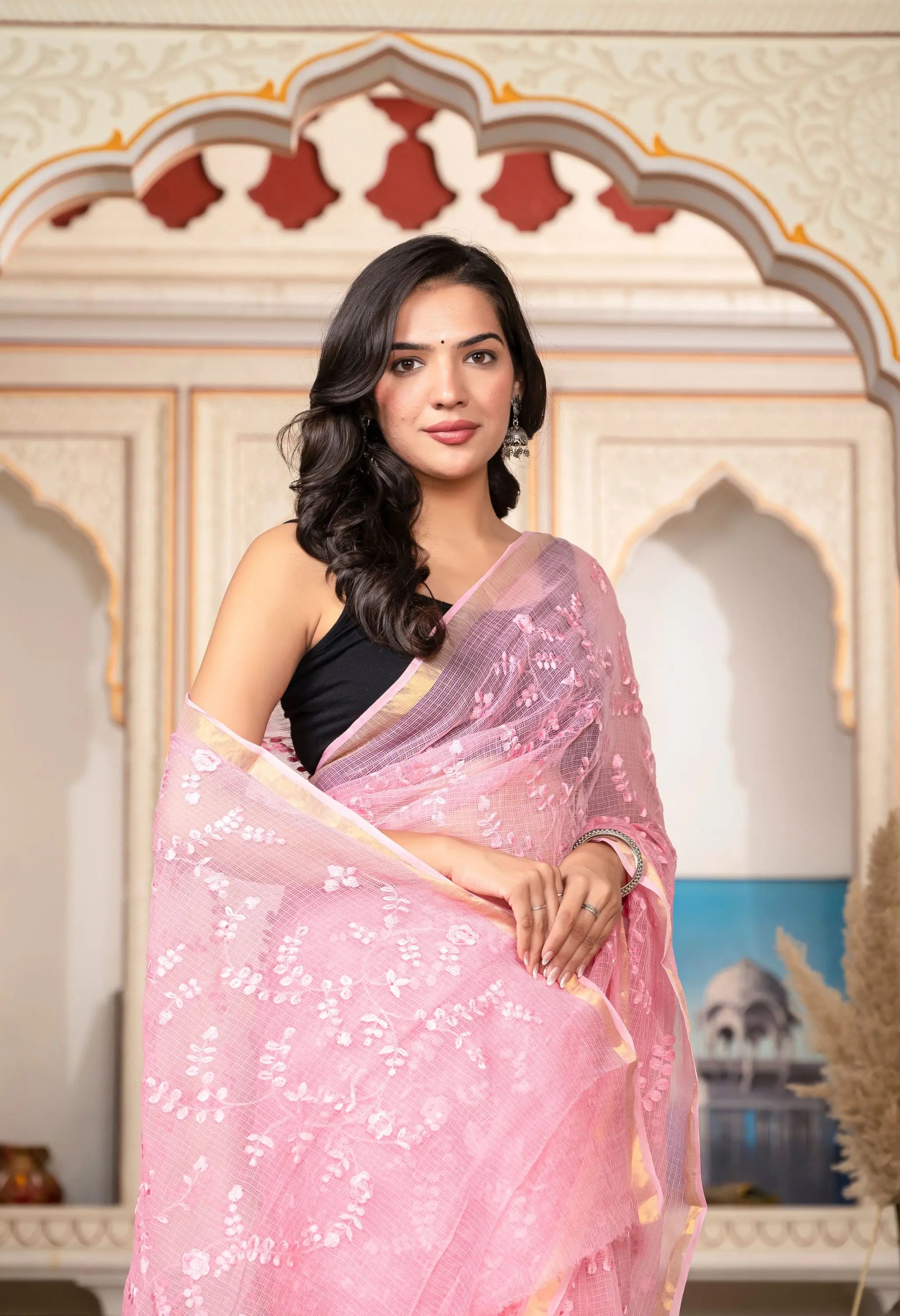 Blush Pink Organic Cotton with Opulent Embroidery