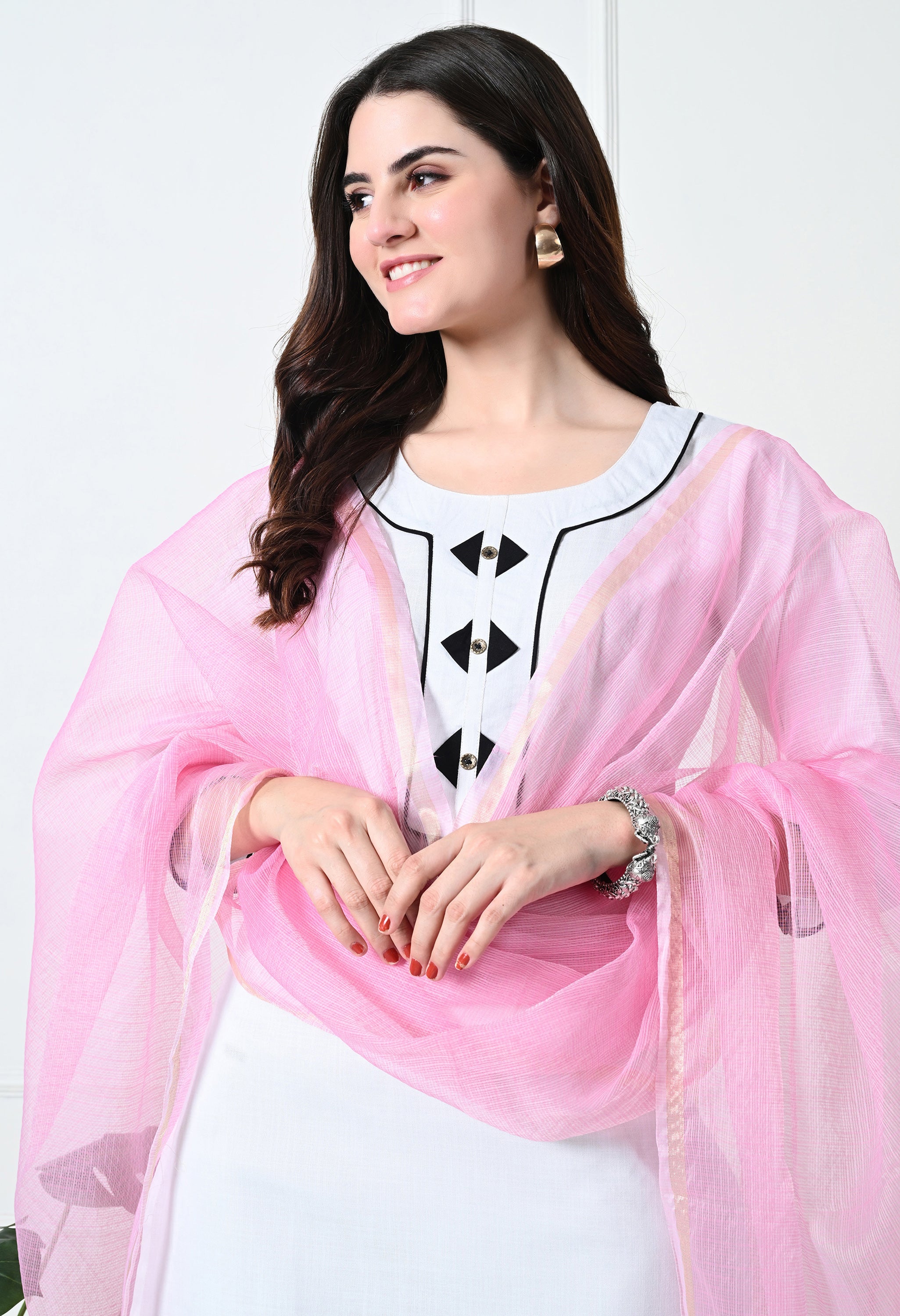 Pink Kota Doria Cotton Dupatta