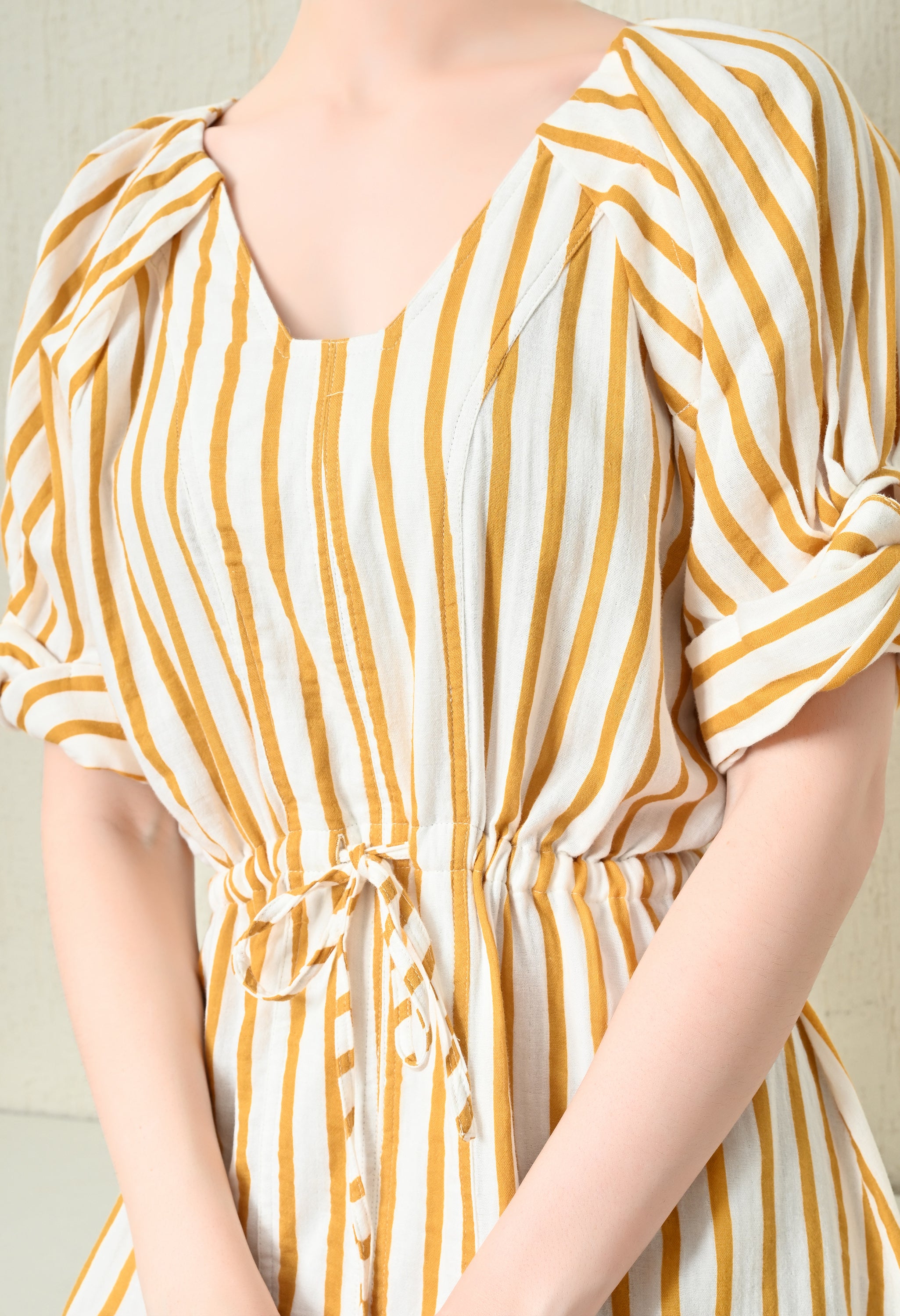 Knee Length Yellow Stripe Dress