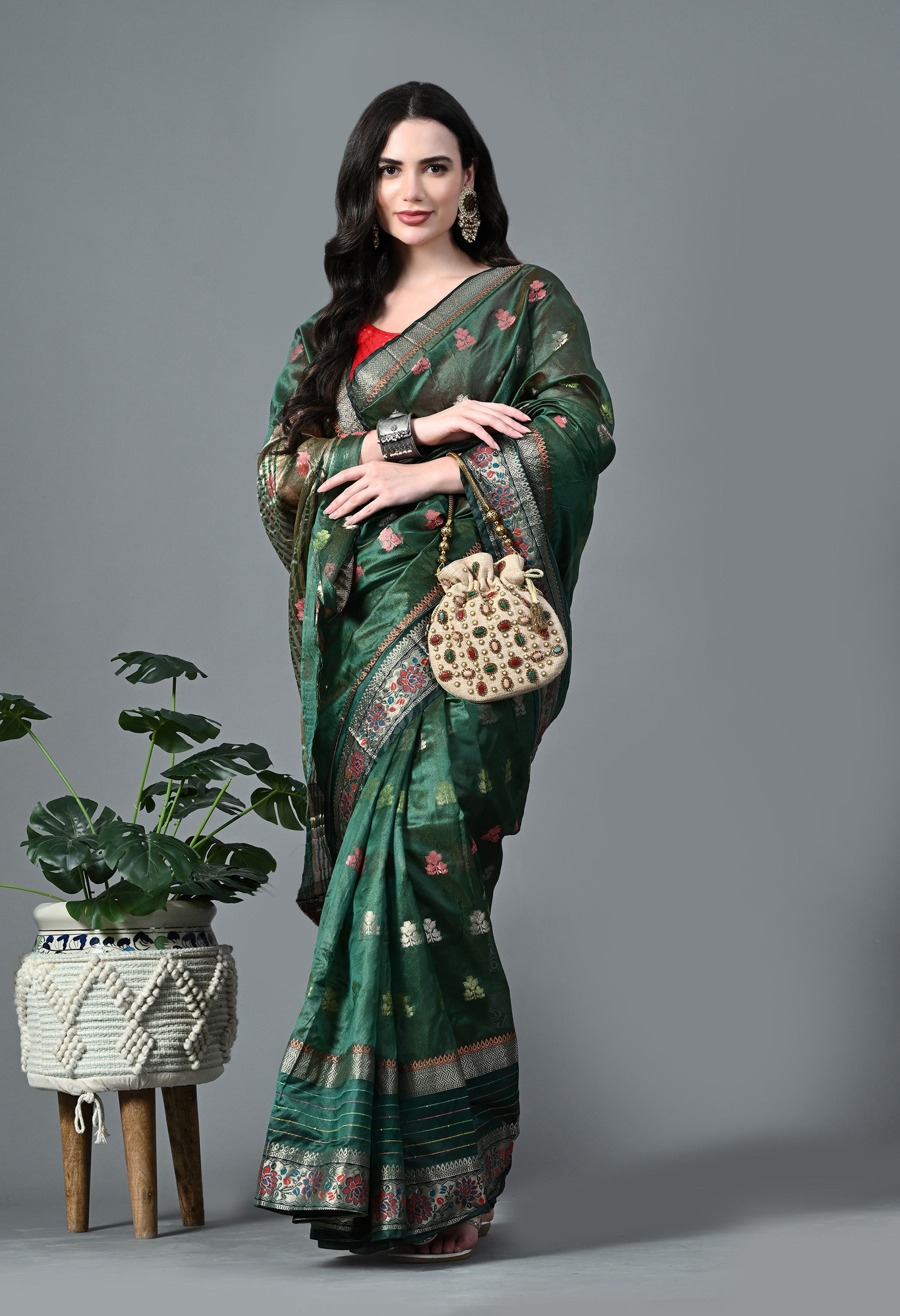 green-organza-saree-with-gold-zari-border