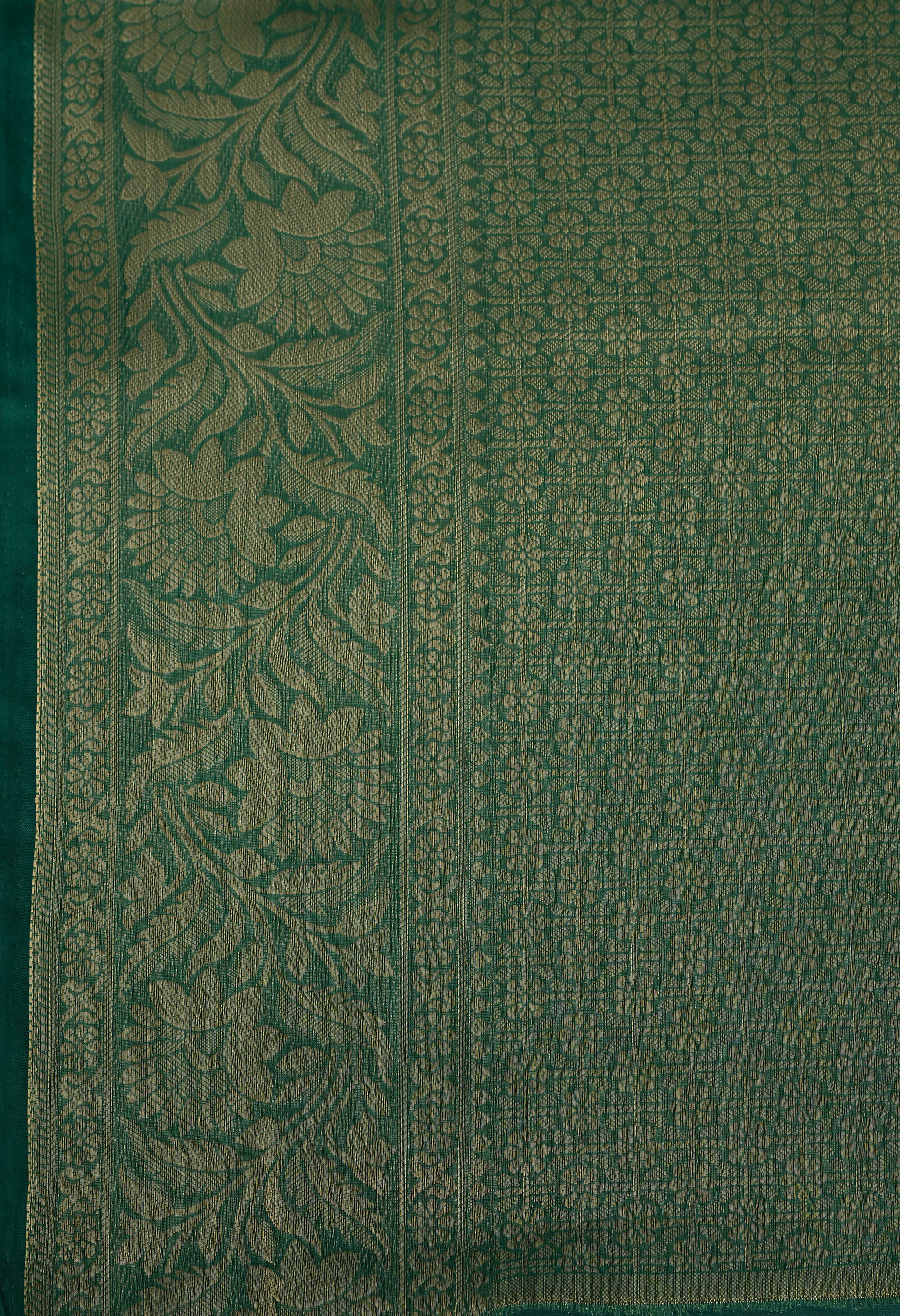 Emerald Green Organza with Lehariya Pattern in Gold