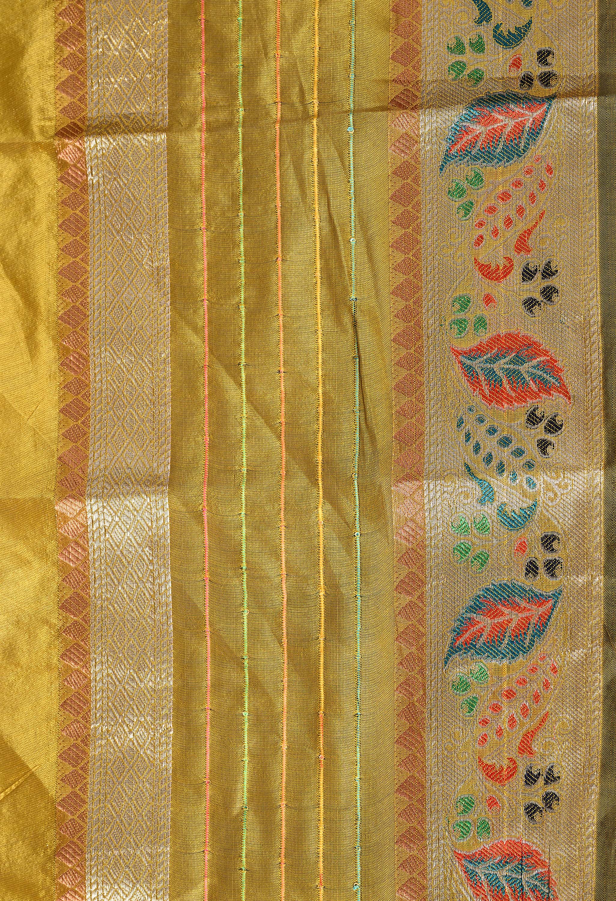 Yellow Woven Organza Saree