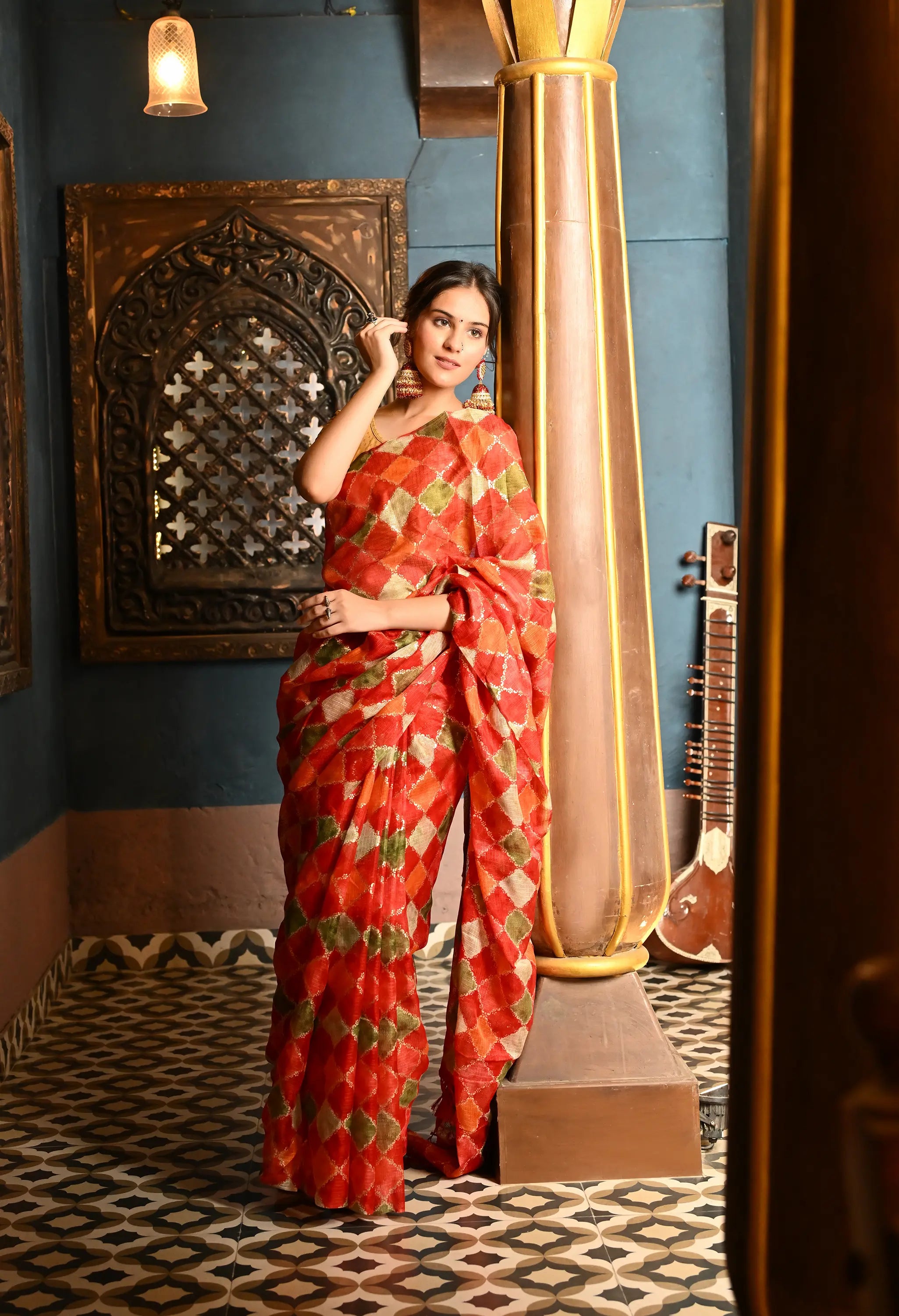 Multi-Hued Kota Doria Cotton Saree with Latkans