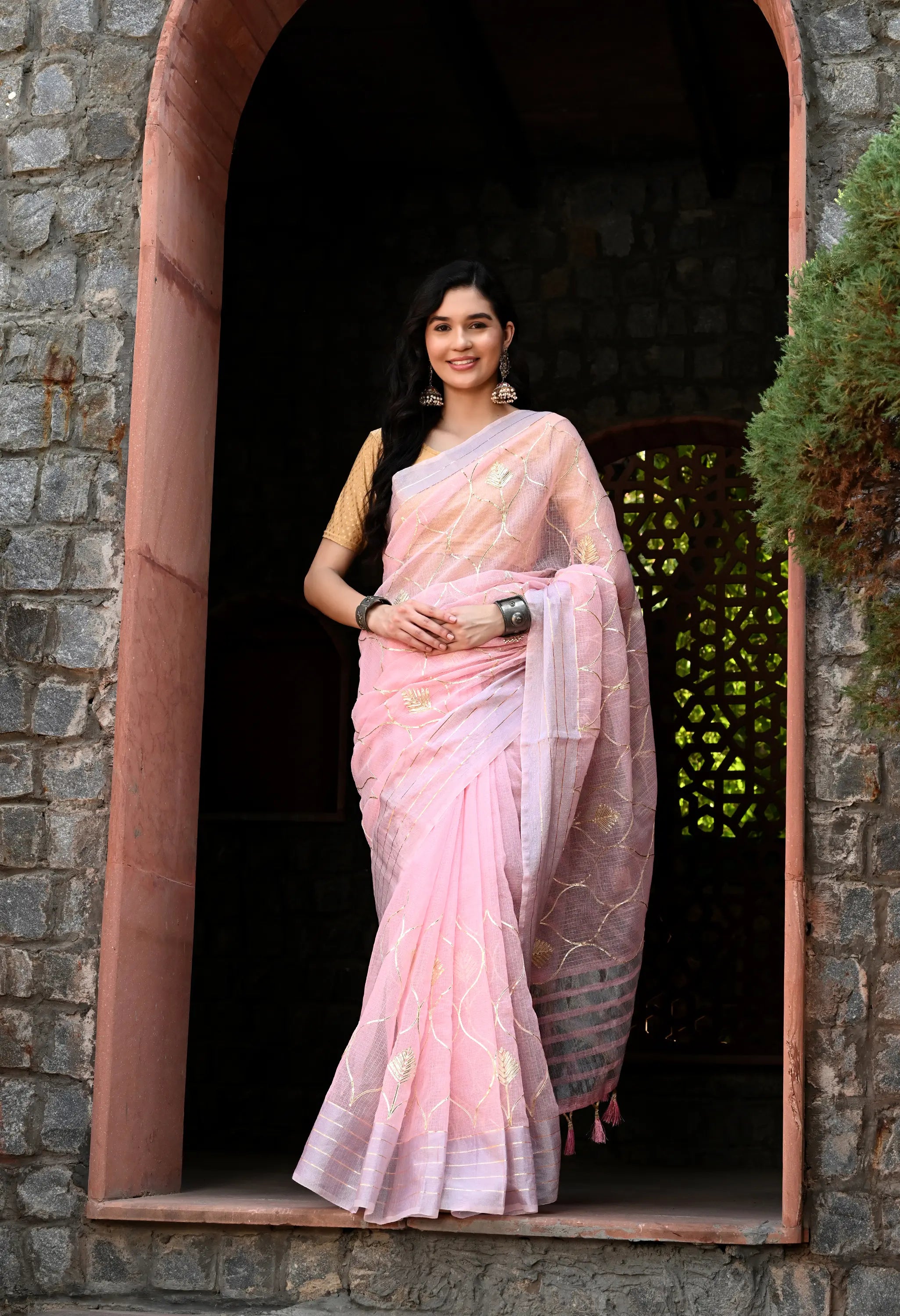 Pink Gotta Patti Cotton Saree