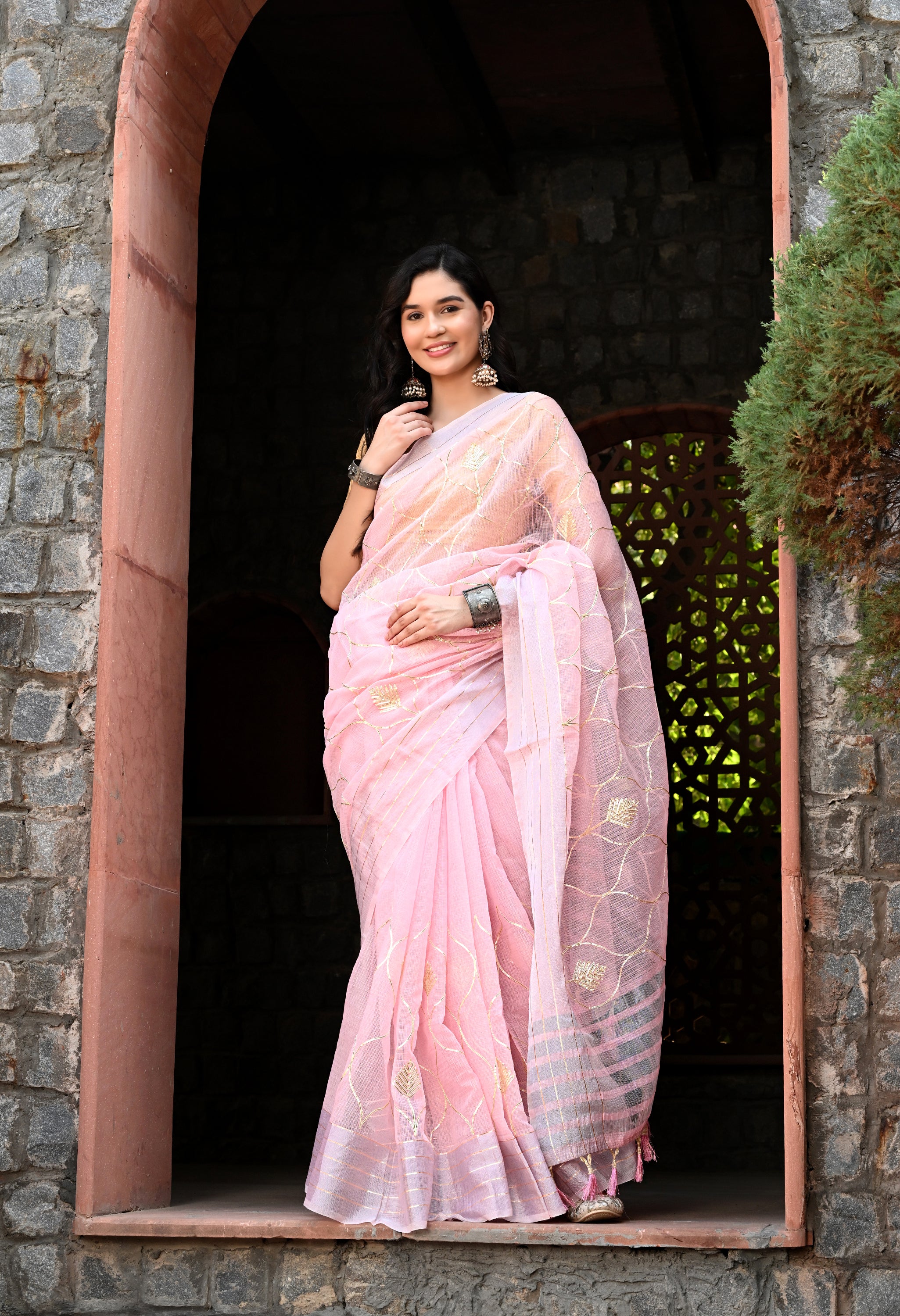 Pink Gotta Patti Cotton Saree