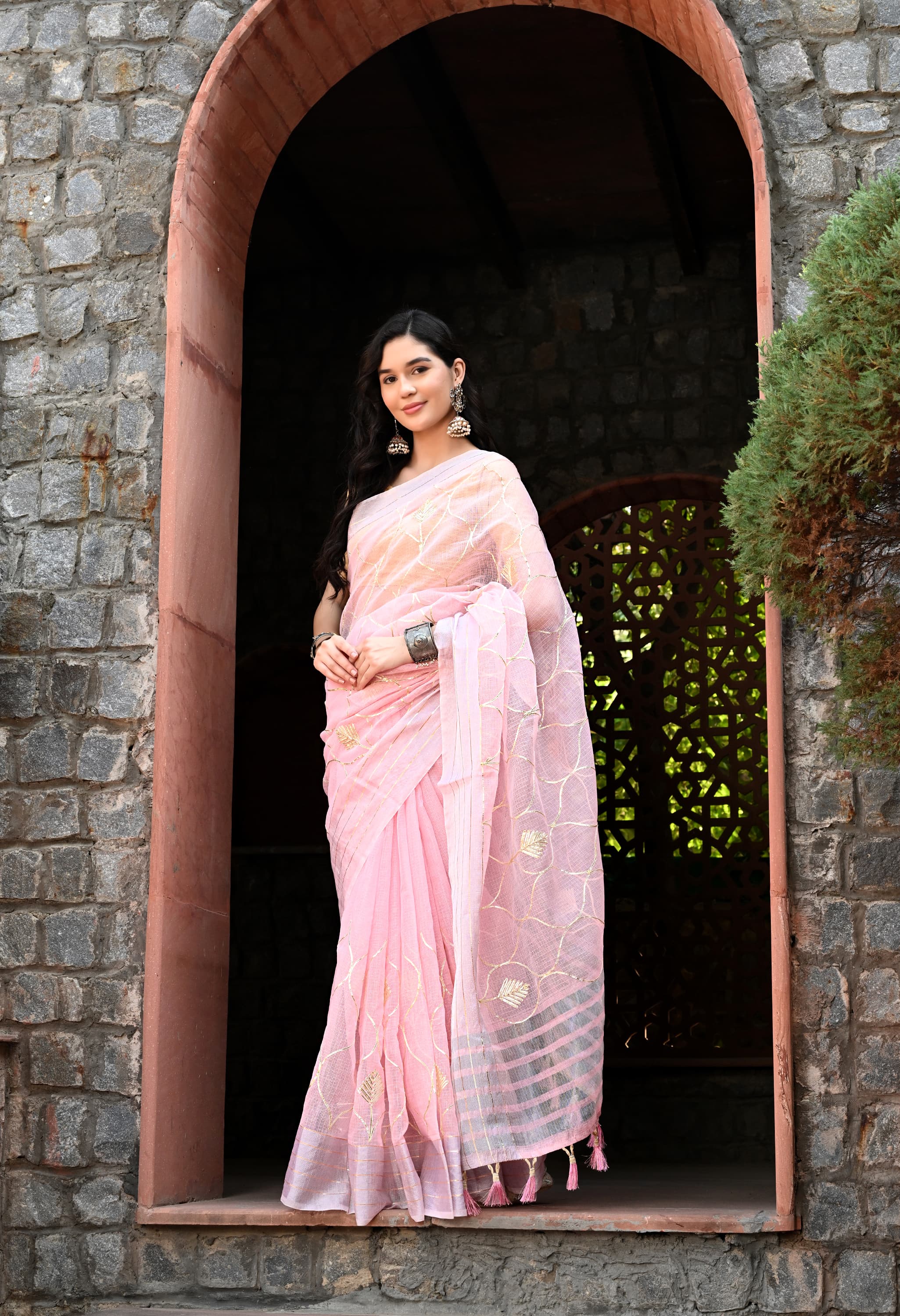 Pink Gotta Patti Cotton Saree