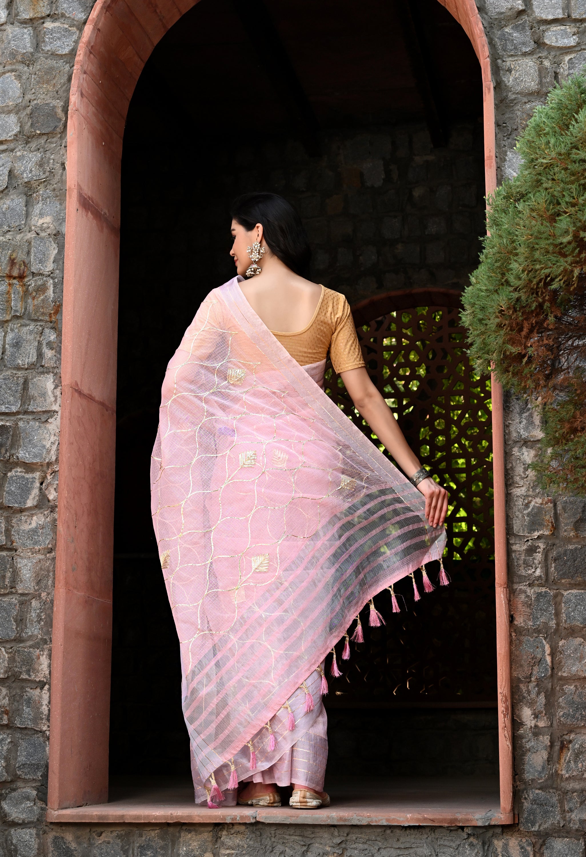 Pink Gotta Patti Cotton Saree