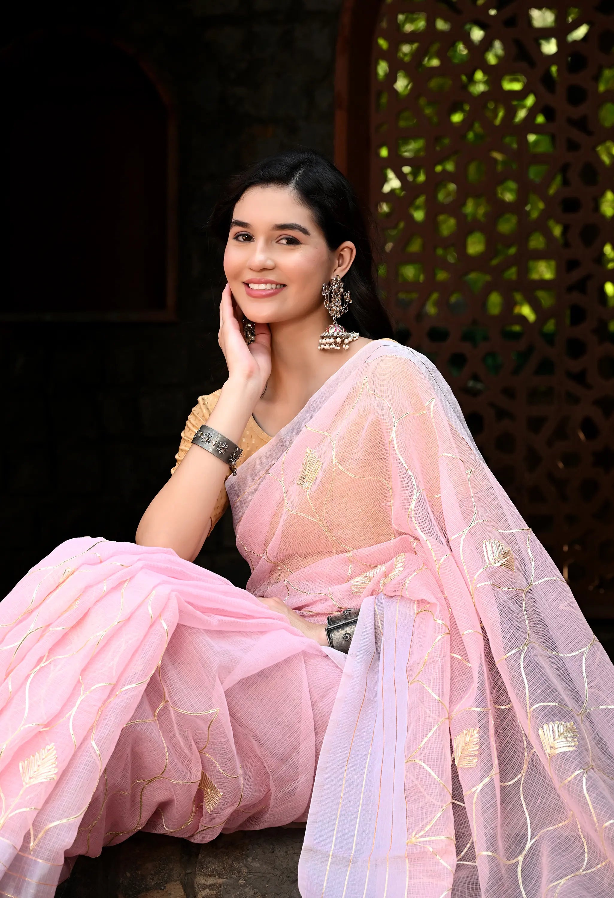 Pink Gotta Patti Cotton Saree