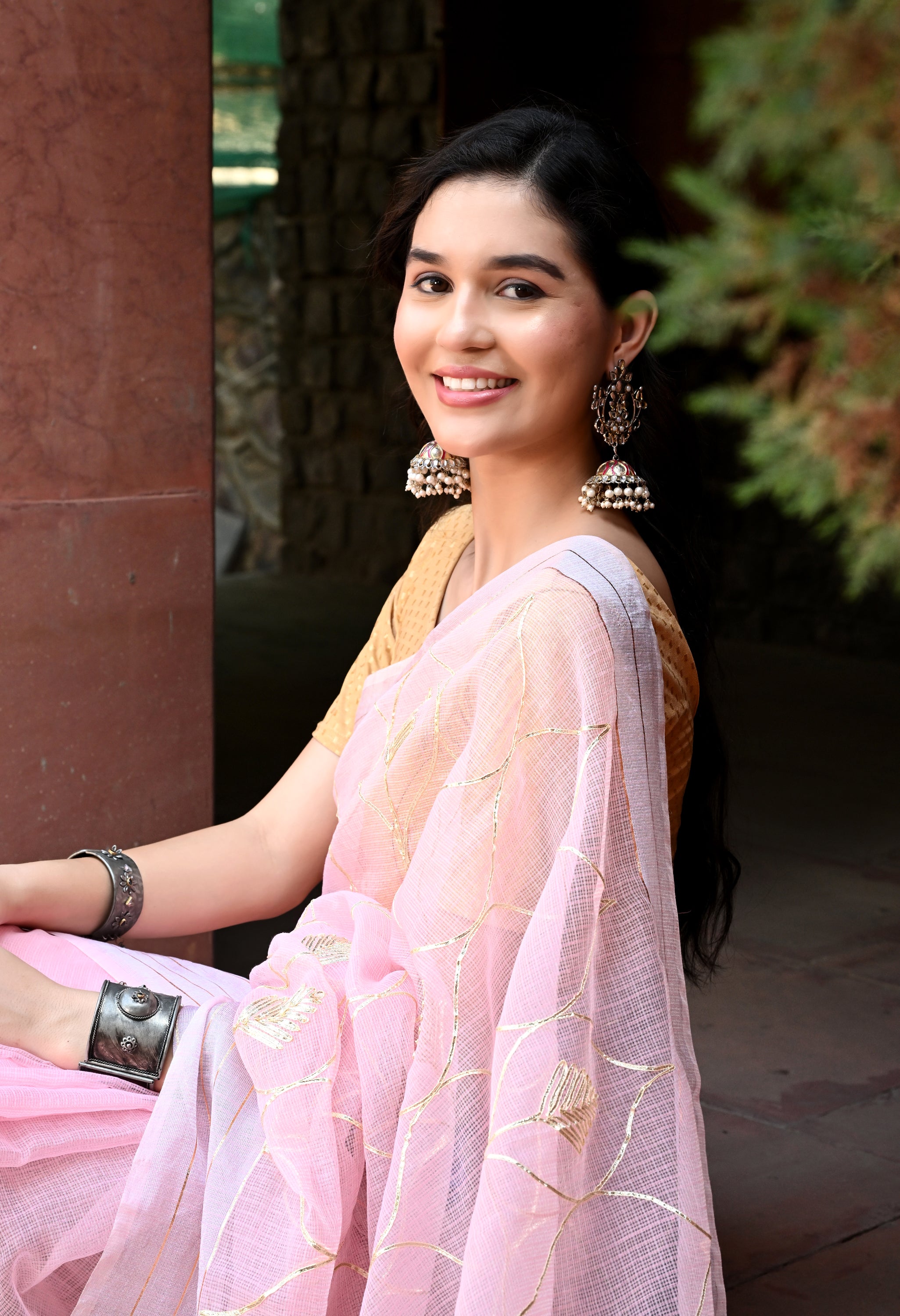 Pink Gotta Patti Cotton Saree