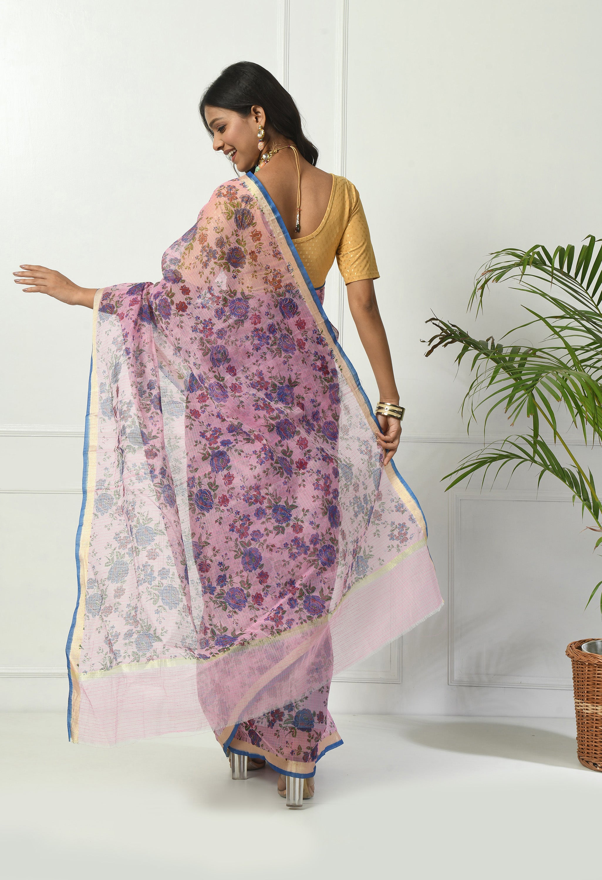 Purple Floral Cotton Saree