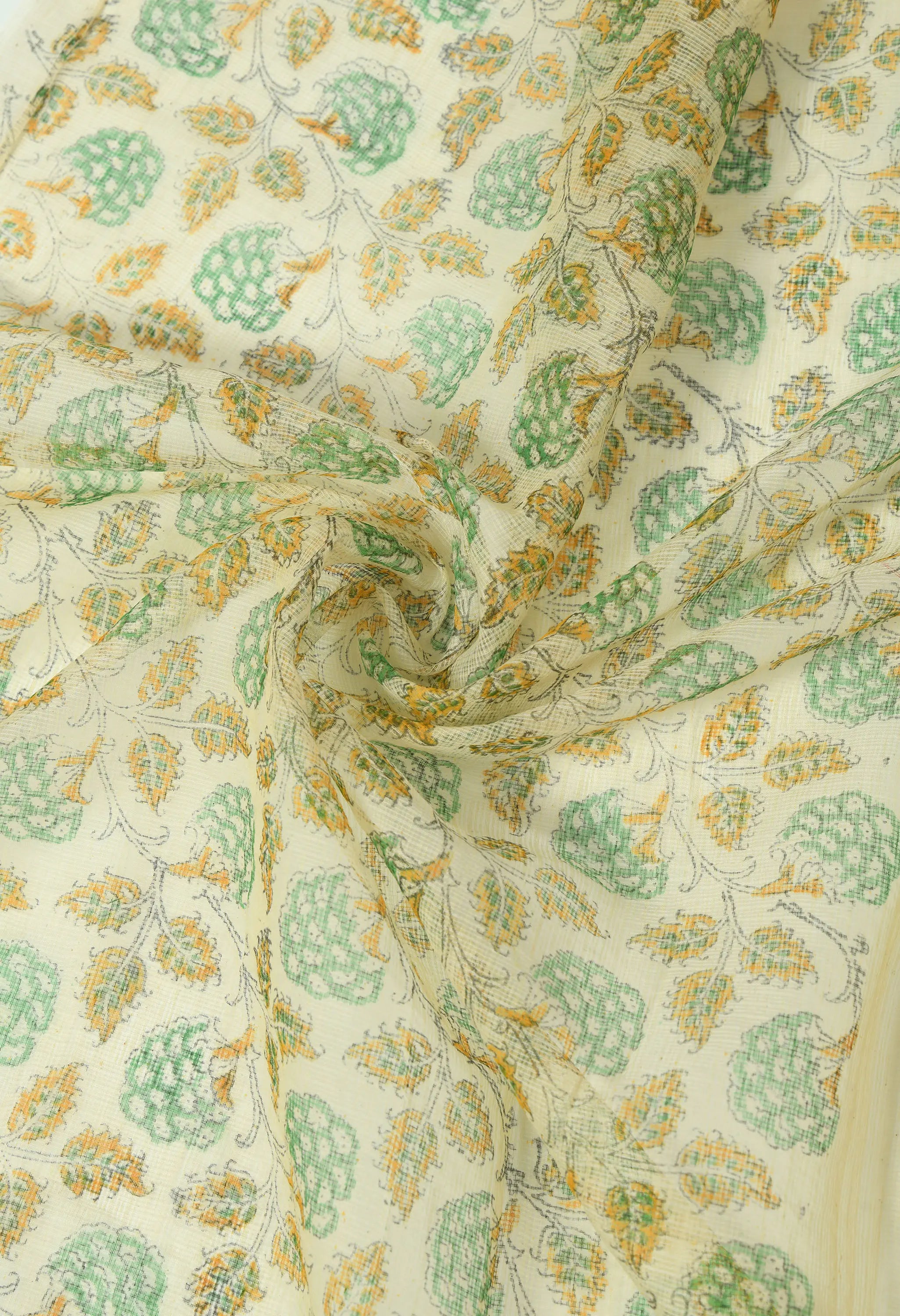 Champagne Yellow Cotton with Chic Floral Border