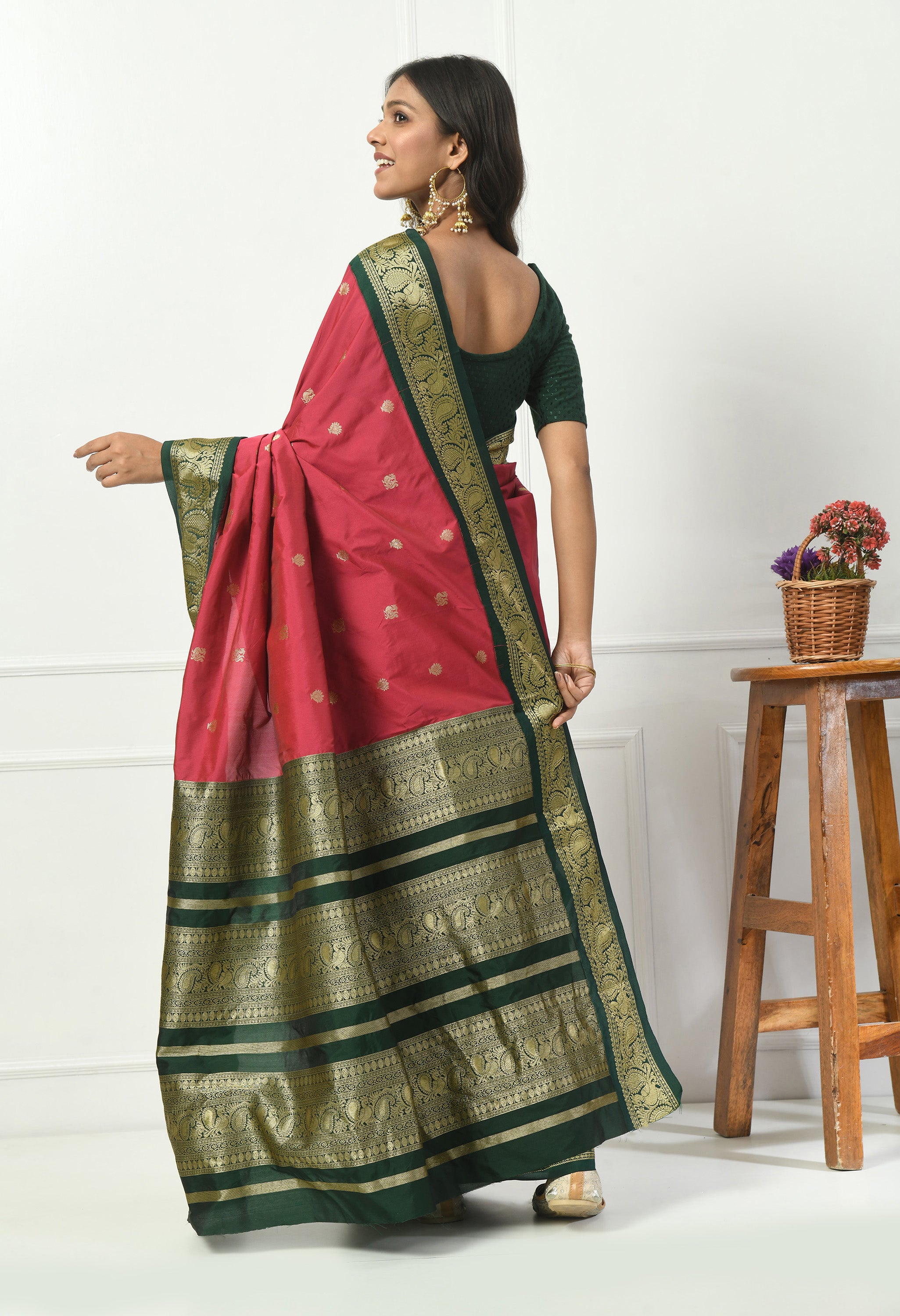 Royal Maroon Bangalore Kadiyal with Black Gold Zari Border