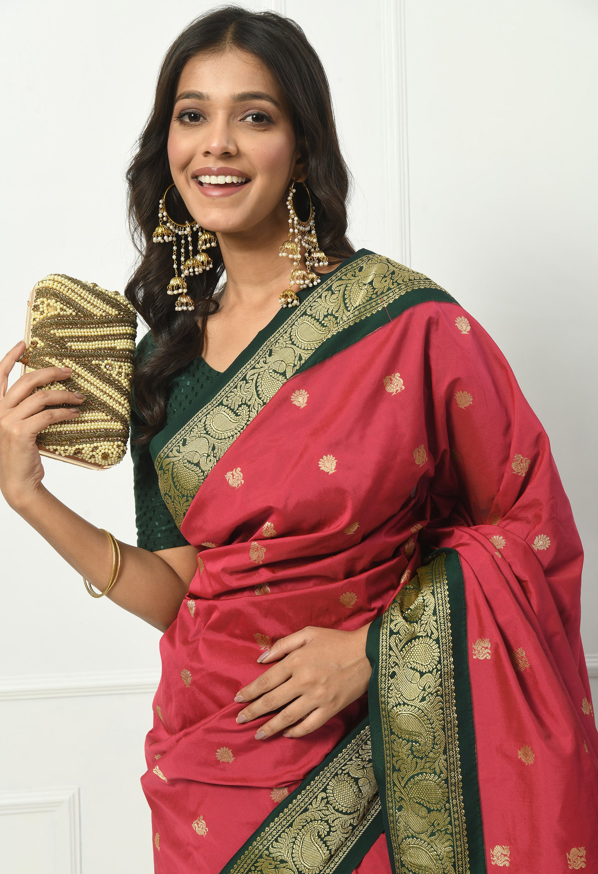 Royal Maroon Bangalore Kadiyal with Black Gold Zari Border