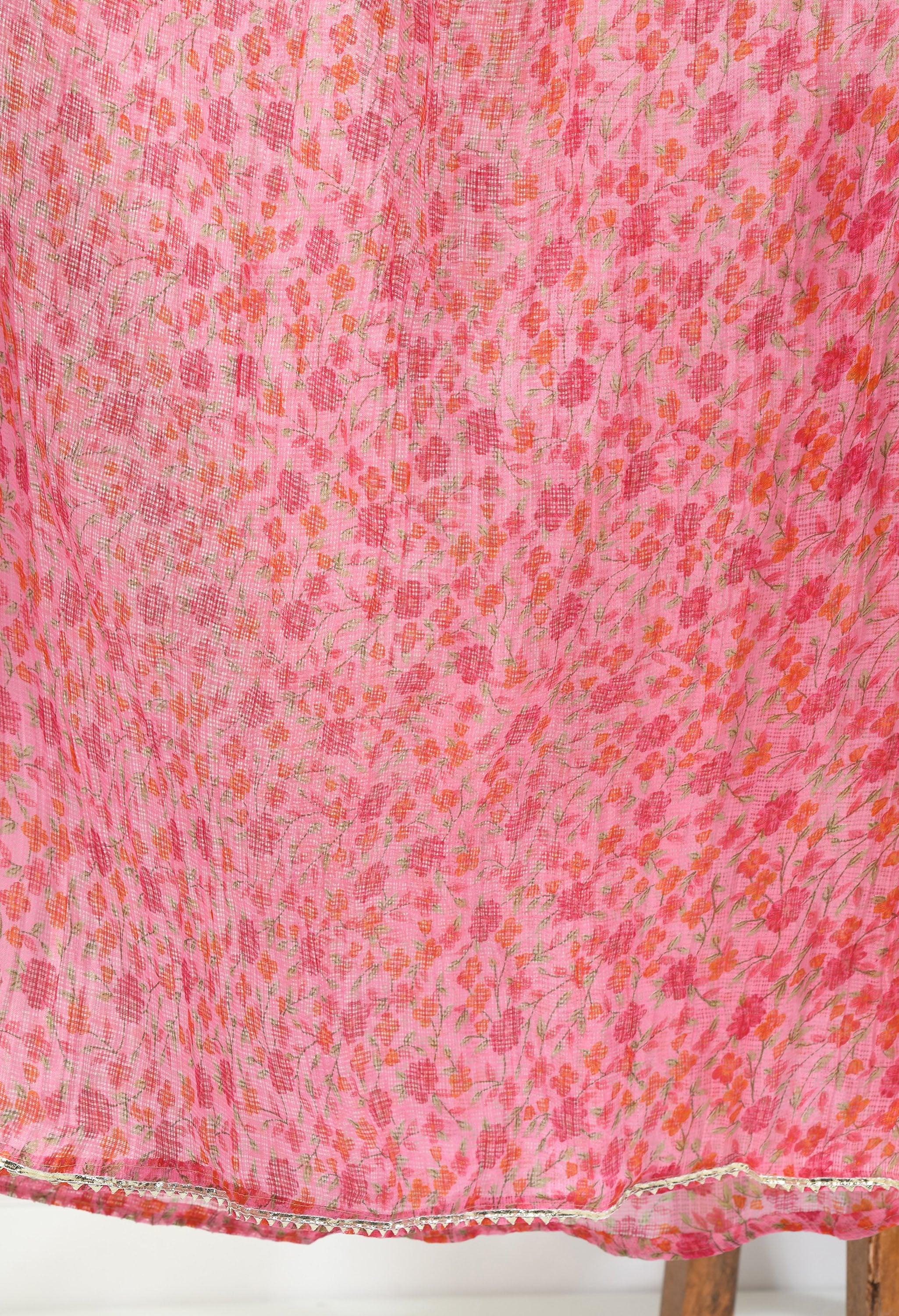 Floral Pink Kota Doria Cotton Dupatta