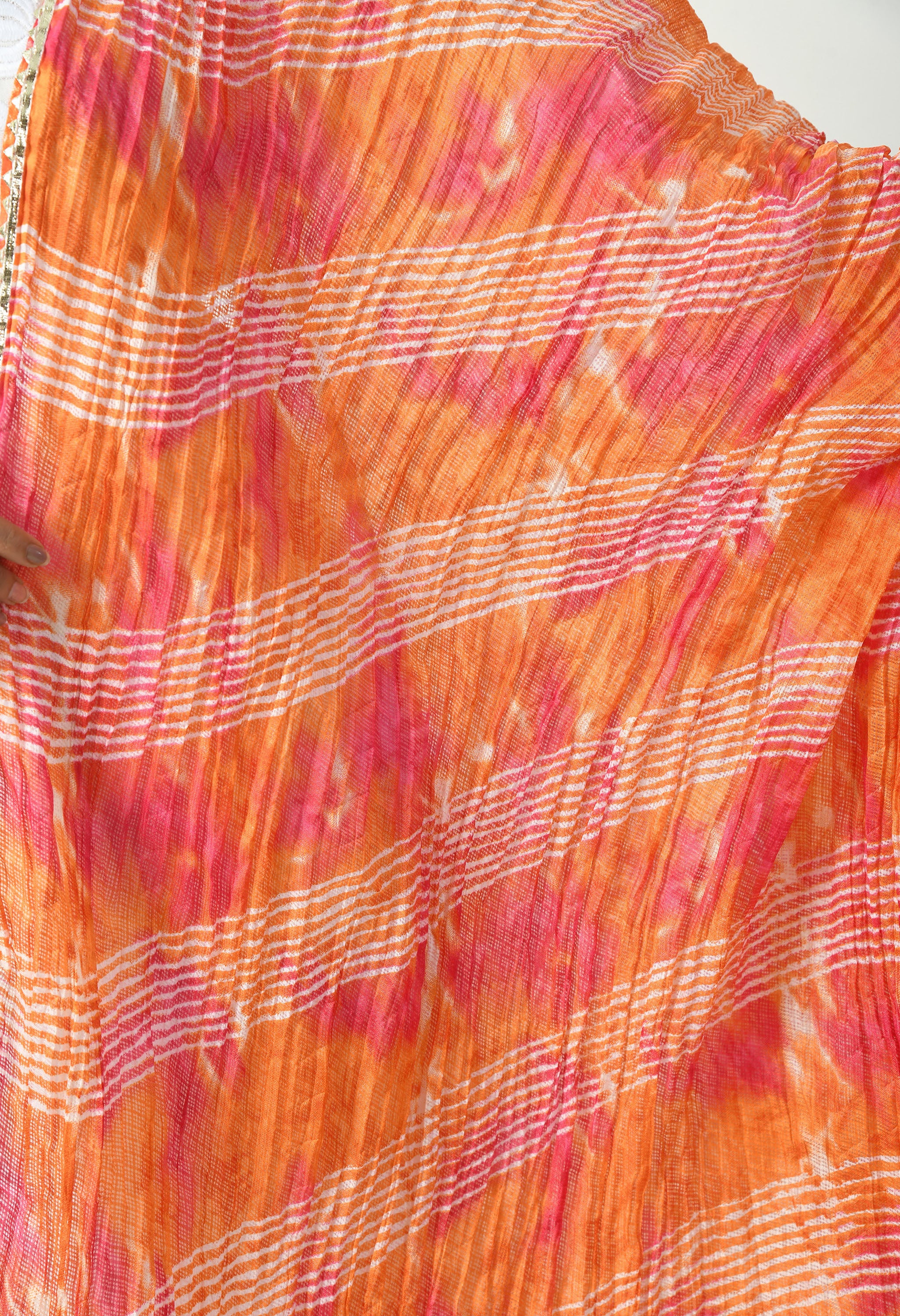 Orange & Pink Kota Doria Cotton Dupatta