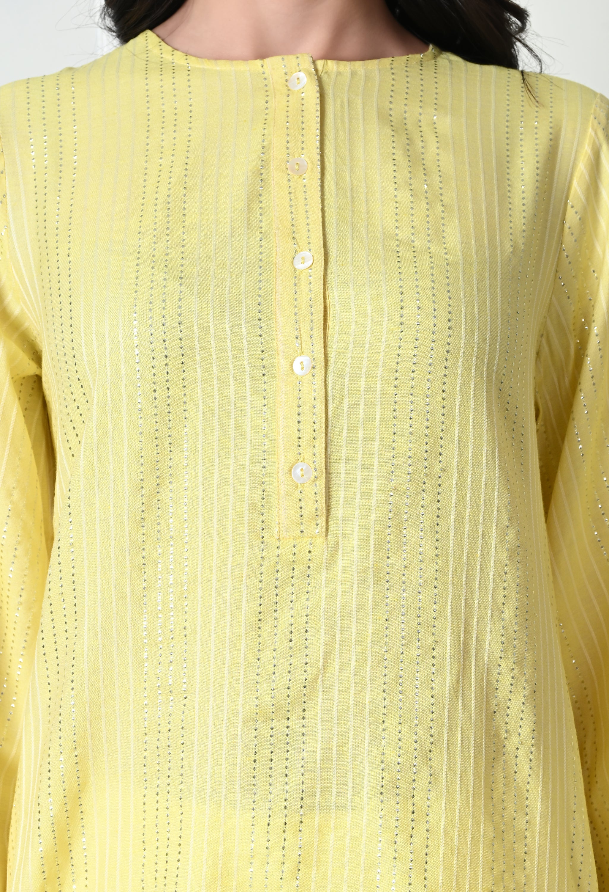 Pastel Yellow Cotton Short Kurtis (with Pocket)