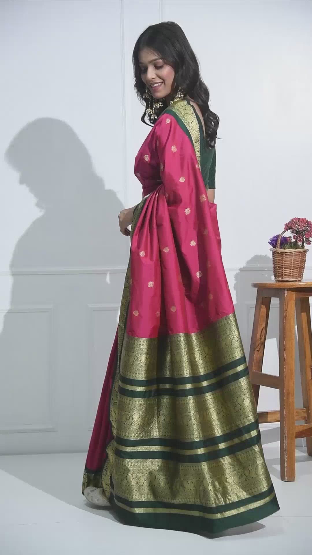 Royal Maroon Bangalore Kadiyal with Black Gold Zari Border