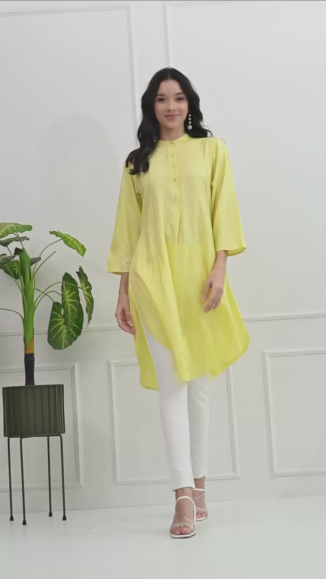 Pastel Yellow Cotton Fitted Kurtis (with Pocket)